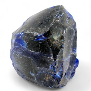 Black‎ and Cobalt Marbled Opaque Slag Swirl Art Glass Cullet #4XL19